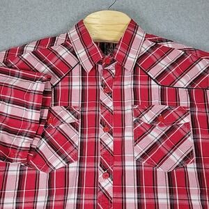 Southpole‎ Hexagon Plaid Short Sleeve Western Shirt Men's Size XL Button Down